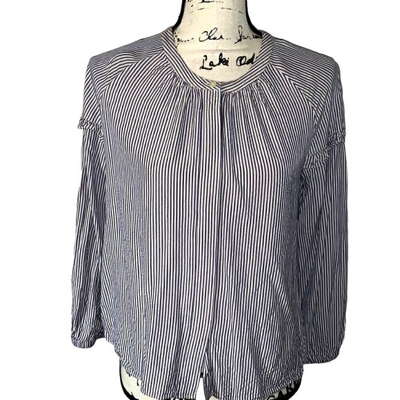 MADEWELL white blue striped blouse XS - Picture 1 of 5